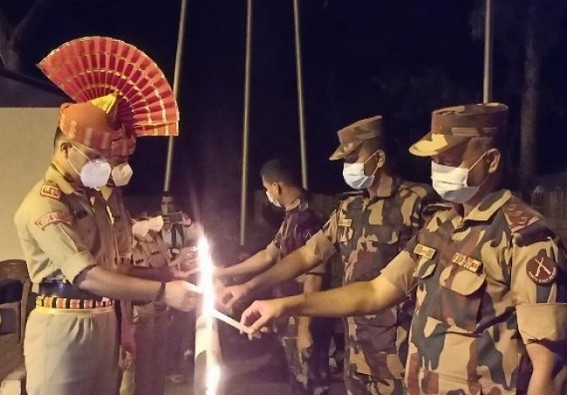 India, Bangladesh Border Security Forces exchanged sweets, lighted candles at Akhaura Border on Diwali